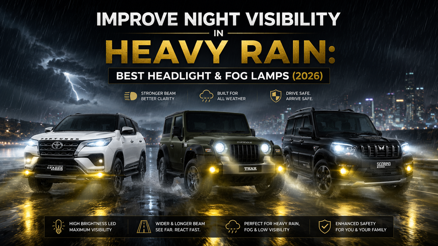 Improve Night Visibility in Heavy Rain Best Headlight & Fog Lamps (2026)