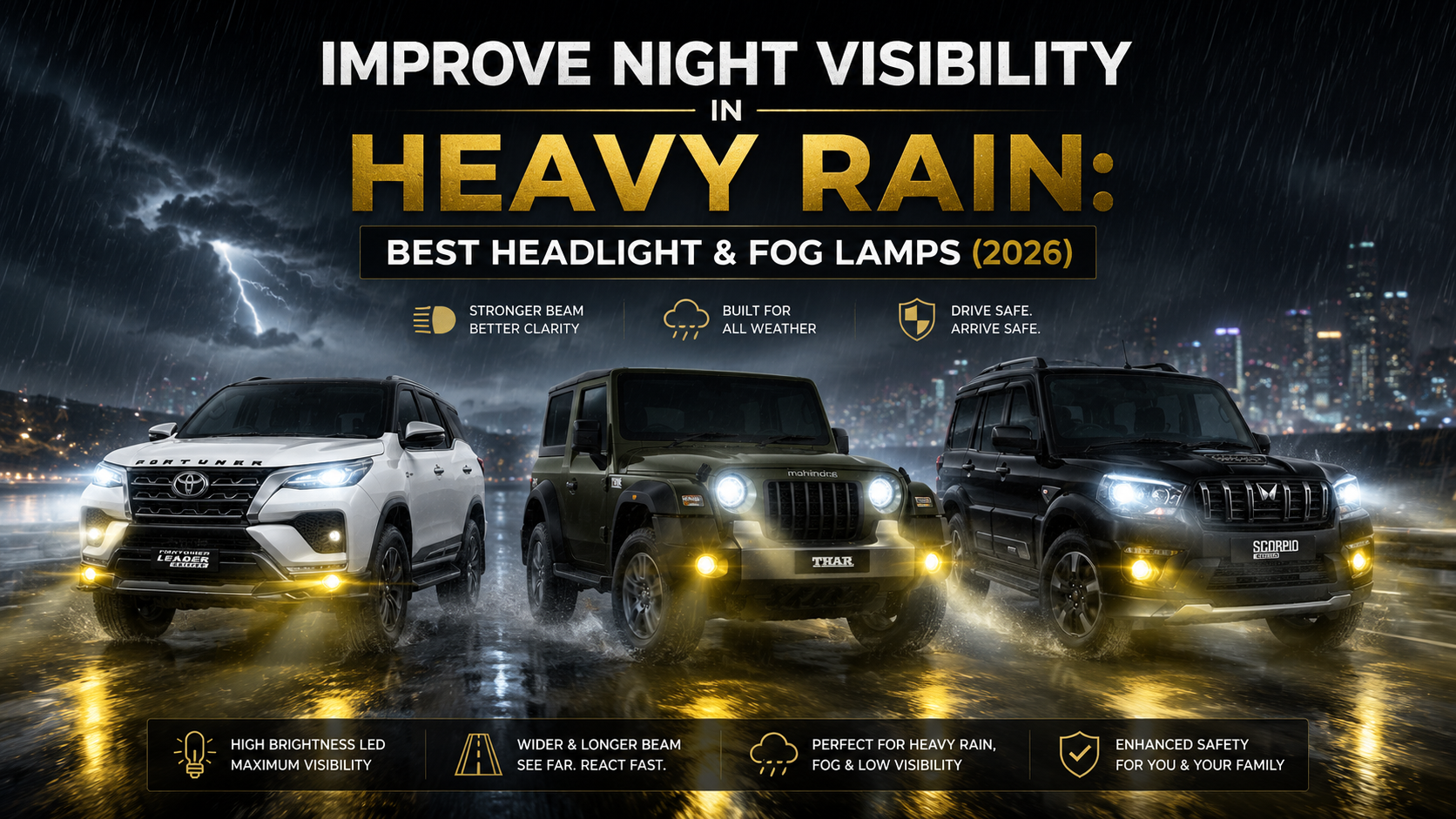 Improve Night Visibility in Heavy Rain Best Headlight & Fog Lamps (2026)