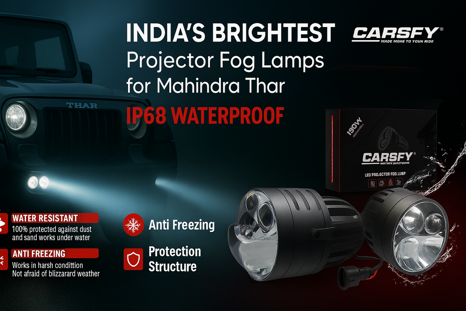India’s Brightest Projector Fog Lamps for Mahindra Thar – Only at Carsfy