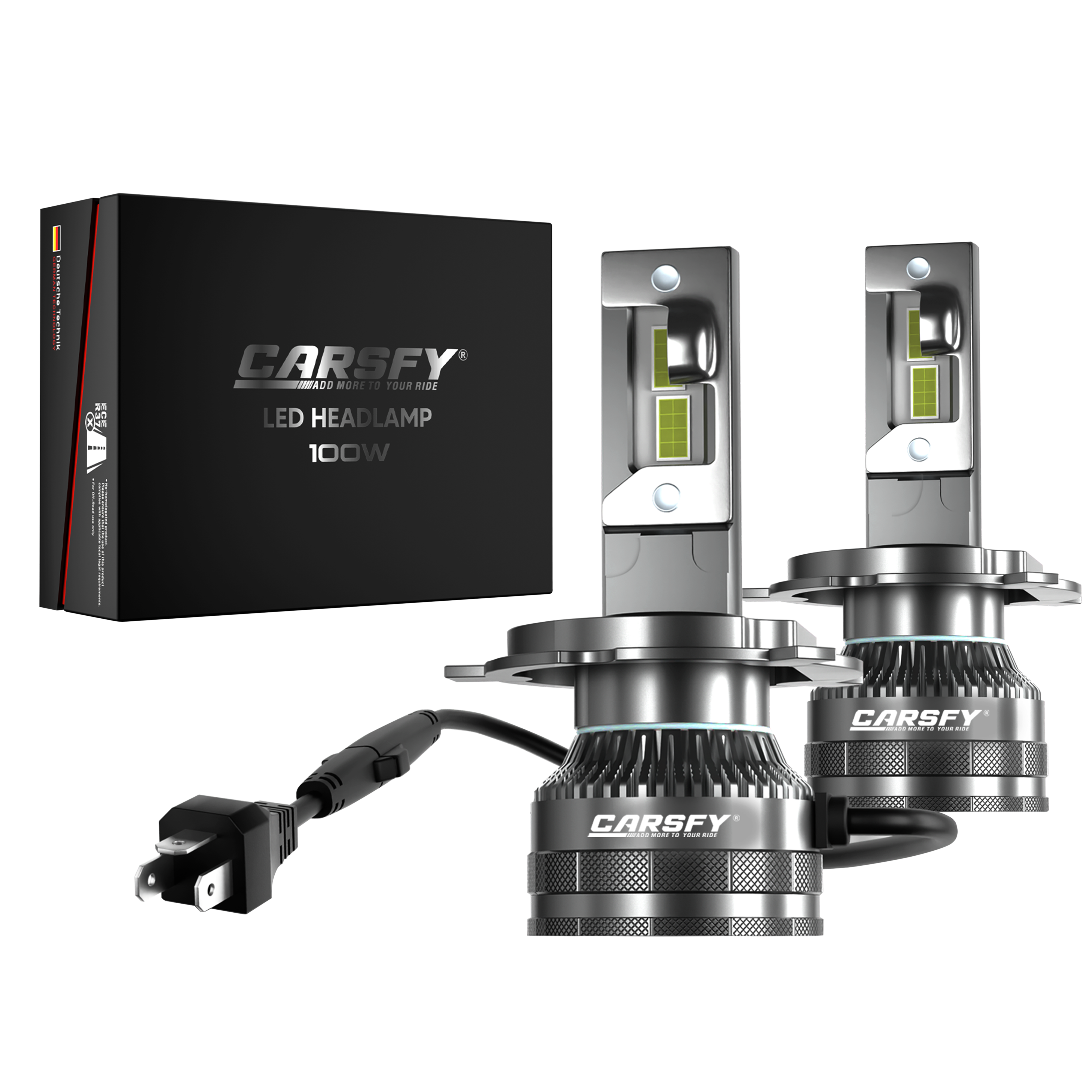 100W LED Headlamp – 6000K White Light | CARSFY
