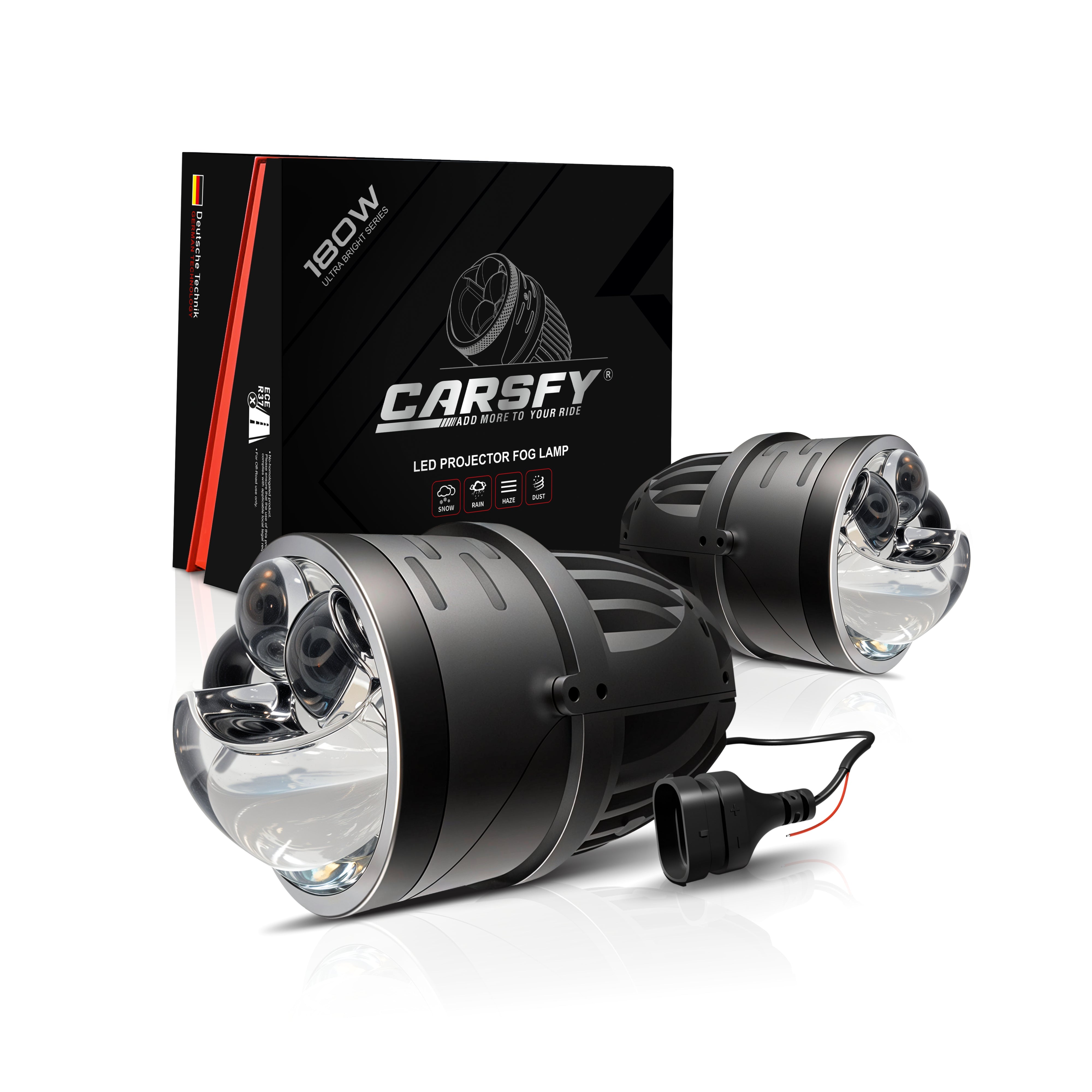 180W 3 Inch Projector Fog Light 6000K - 32,000 Lumens