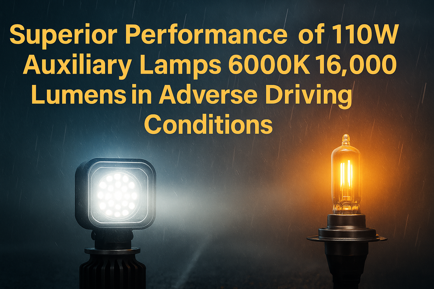 Superior Performance of 110W Auxiliary Lamps 6000K 16,000 Lumens in Adverse Driving Conditions